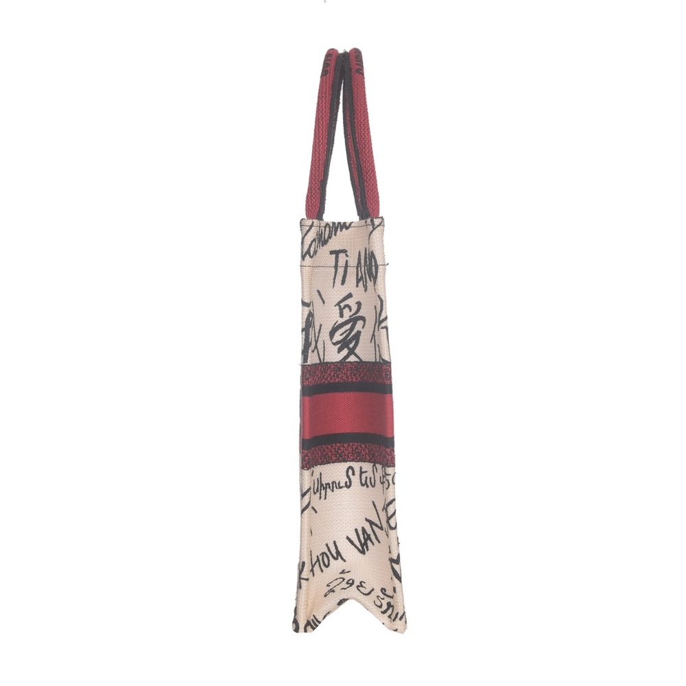 ♥️Dior Book Cream Canvas Tote with Red Logo Band Cotton Tote ♥️ - Picture 3 of 16